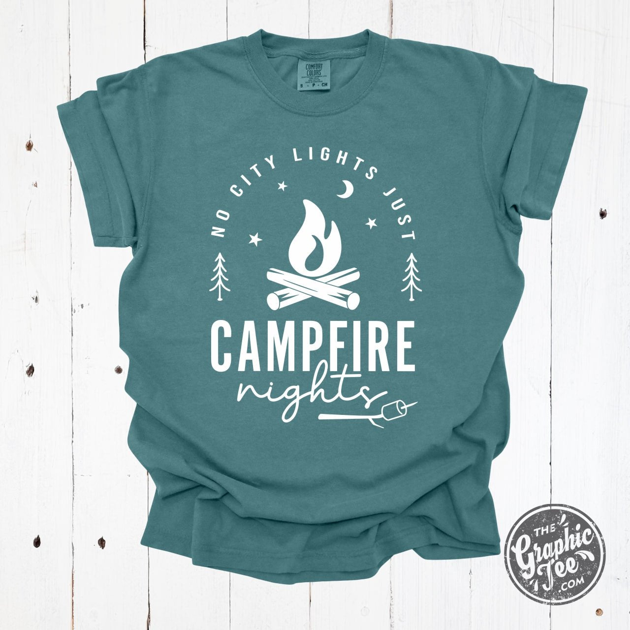 No City Lights Just Campfire Nights Garment Dyed Tee
