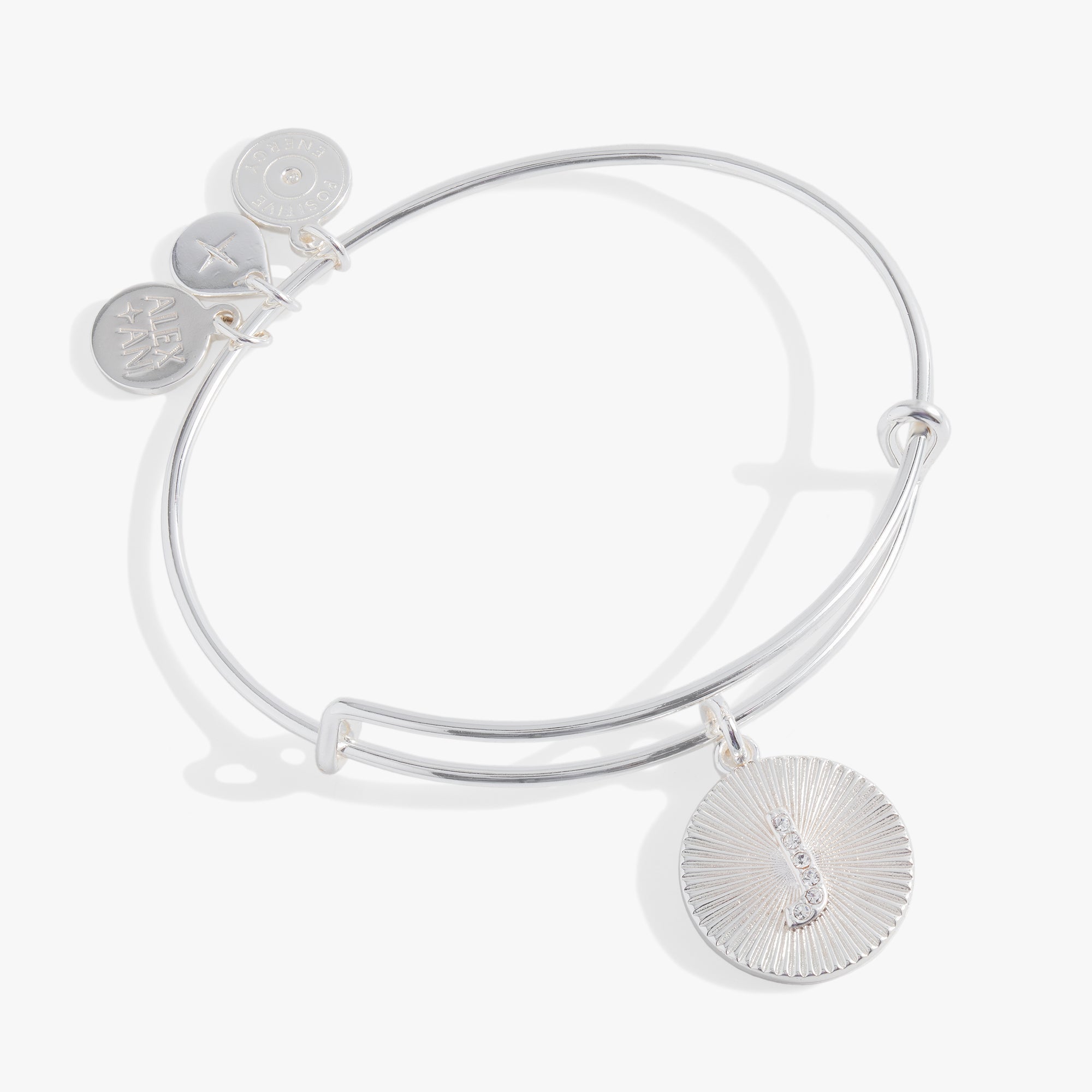 Initial J Pave Starburst Texture Bangle