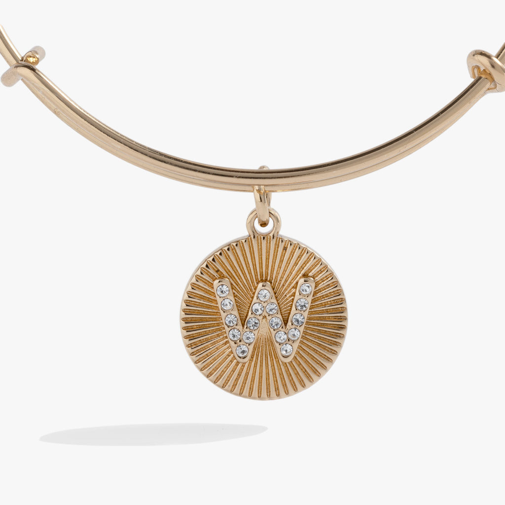 Initial W Pave Starburst Texture Bangle