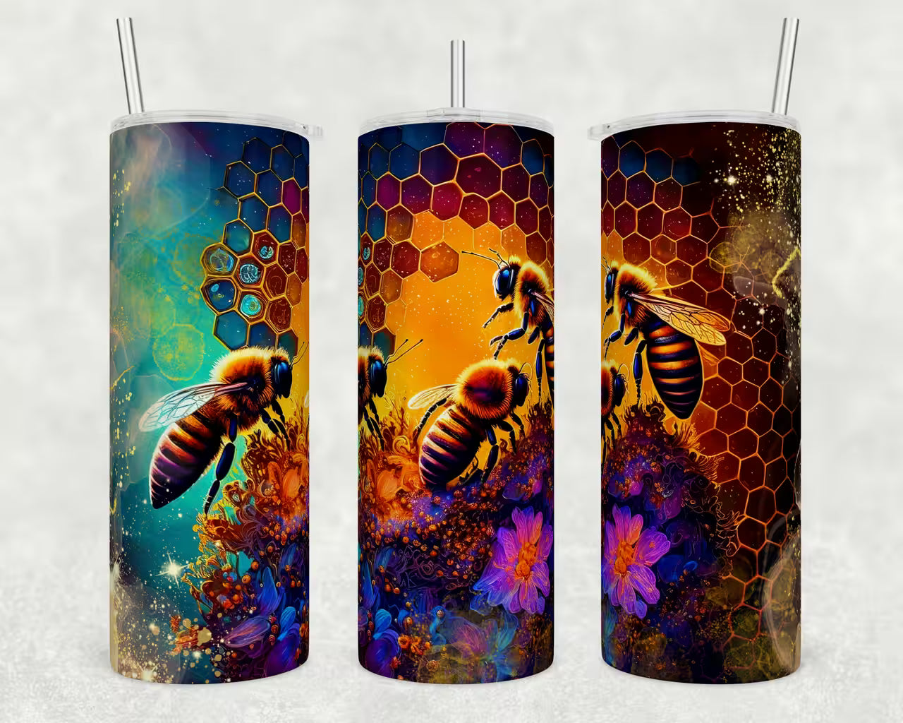 Alcohol Ink - Bee 20oz Skinny Tumbler