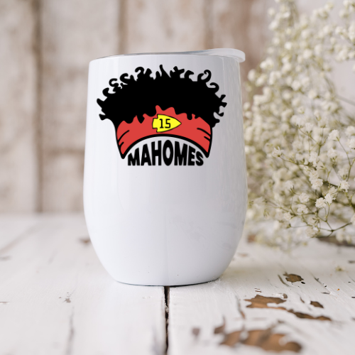 Mahomes Headband 12 oz Wine Tumbler