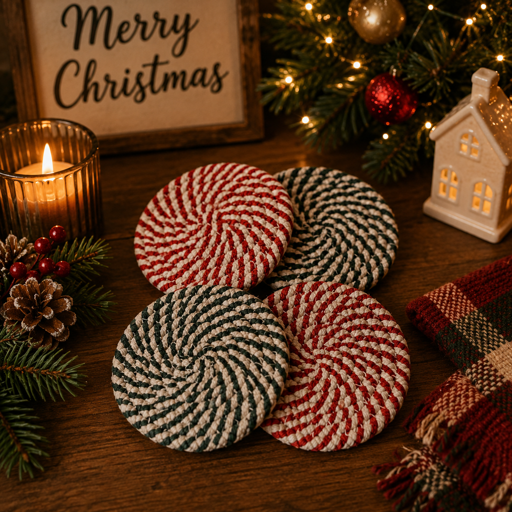 Candy Cane Coaster 4pk