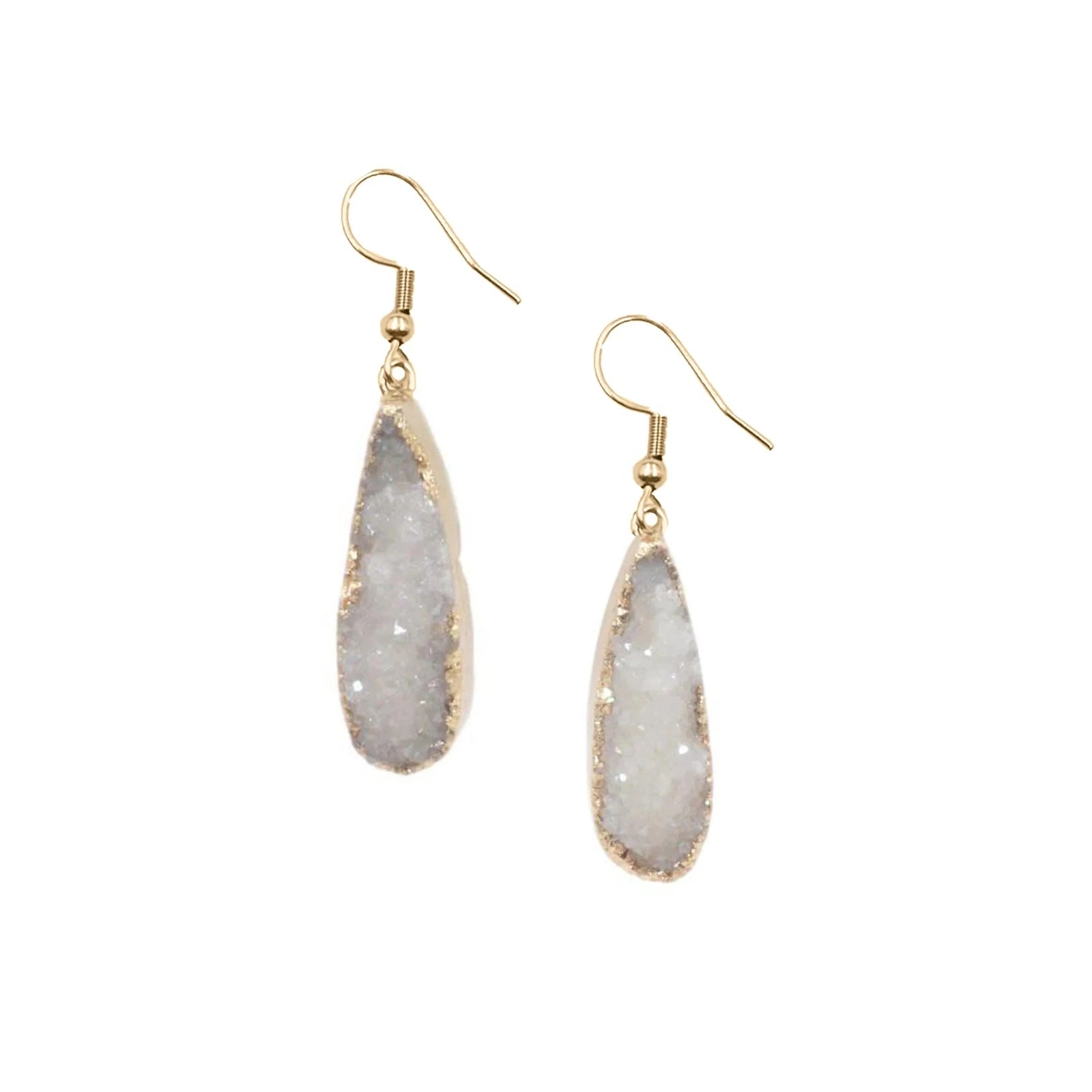 Kinsley Armelle - Druzy Collection - Ice Drop Earrings Gold
