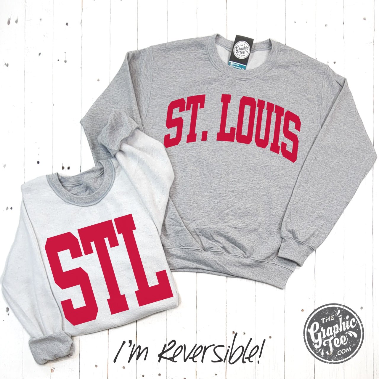 St. Louis Reversible Sport Grey Crewneck Sweatshirt