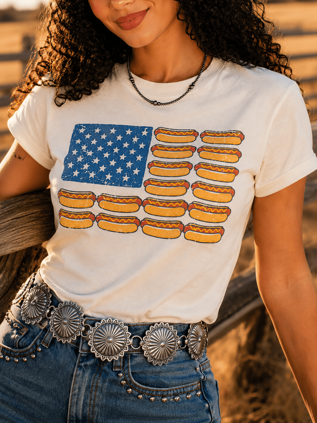 USA Hot Dog Flag Graphic Tee
