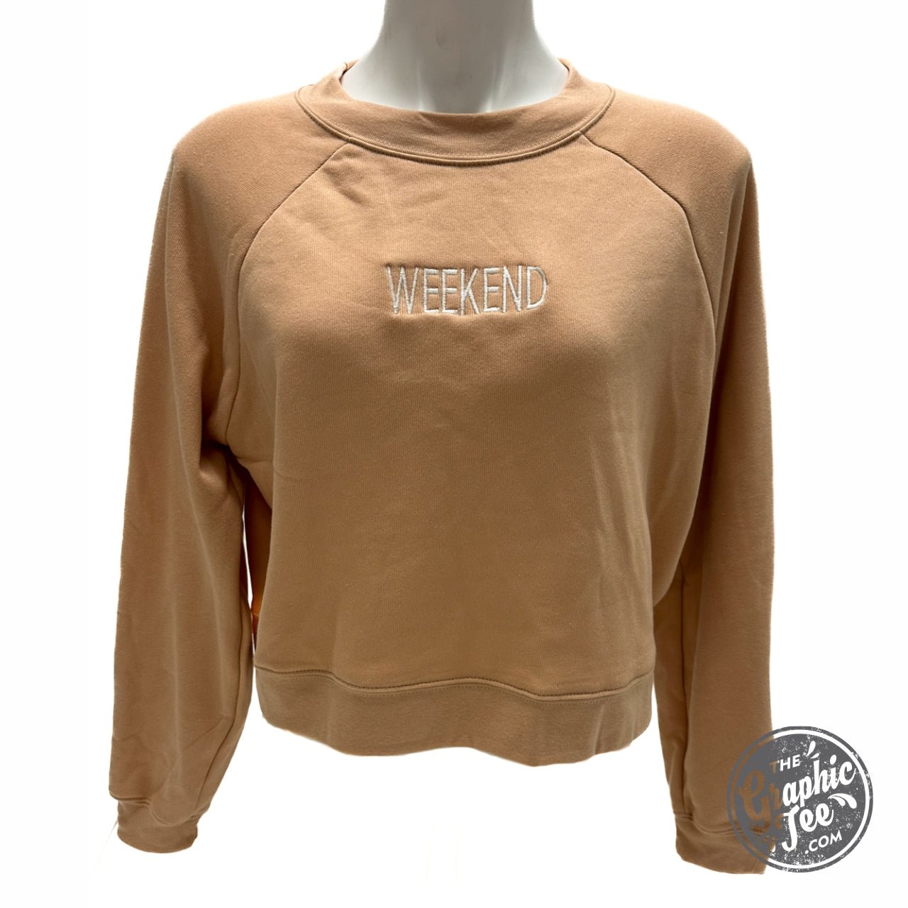 Weekend Embroidered Women's Cropped Raglan Fleece Sweatshirt