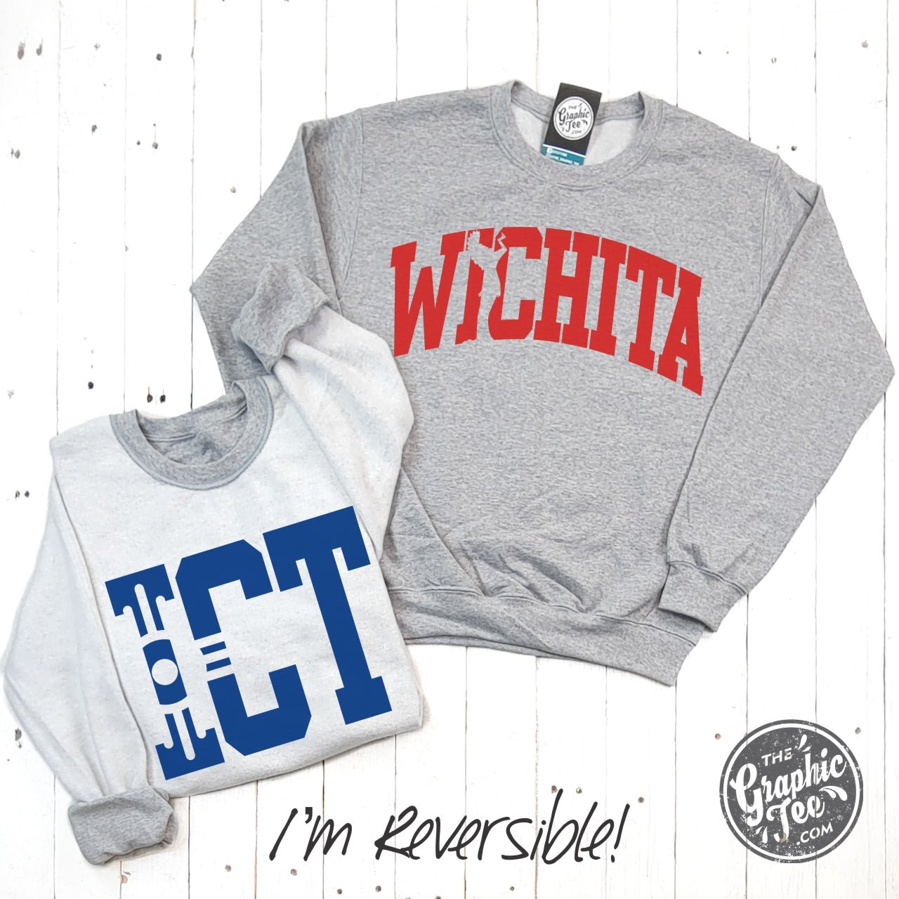 Wichita-ICT Reversible Sport Grey Crewneck Sweatshirt