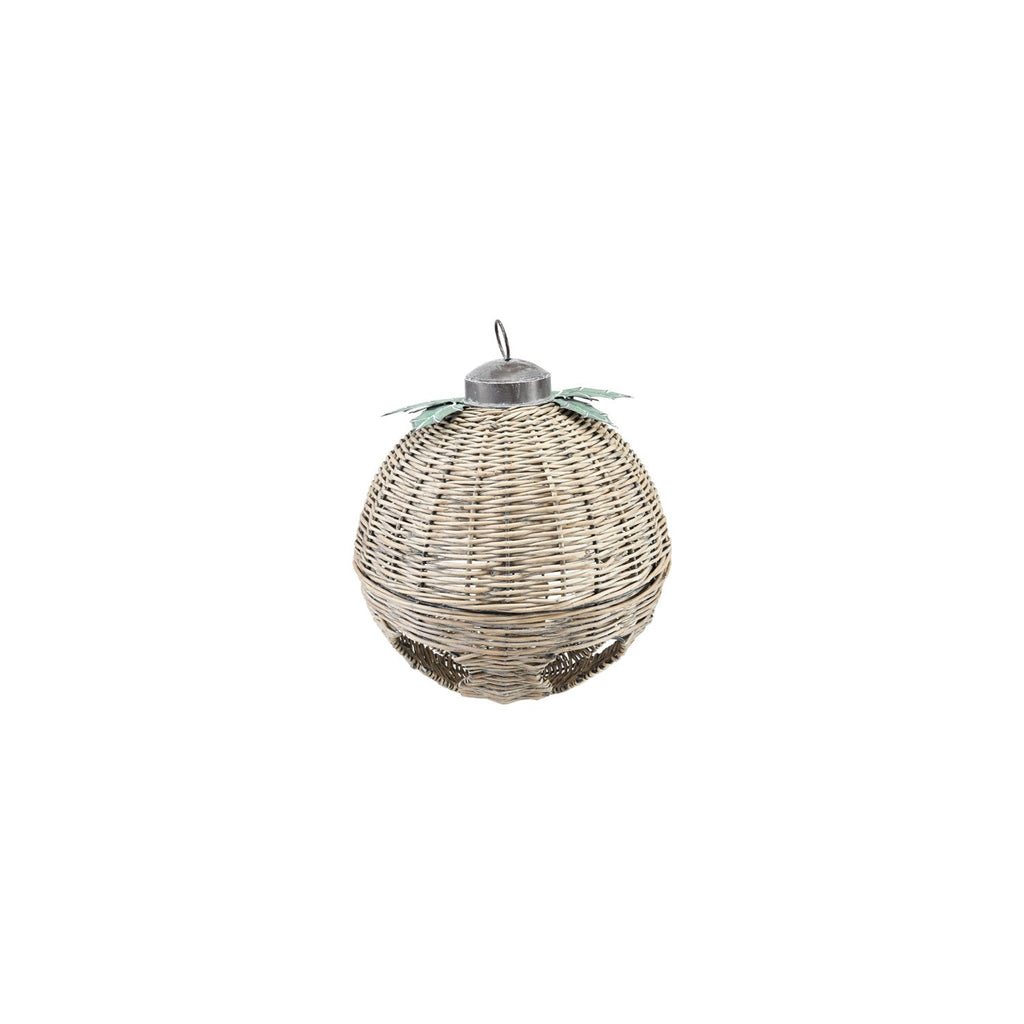 Oversized Hand-Woven Rattan Bell with Metal Leaves, 2 Size Options