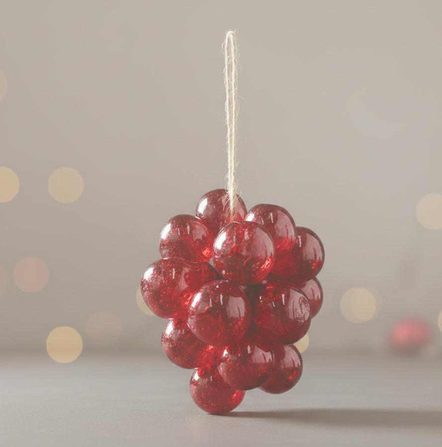Hand-Blown Red Glass Ball Cluster