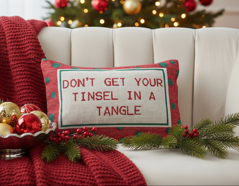 Don't Get Yor Tinsel in a Tangle Lumbar Pillow